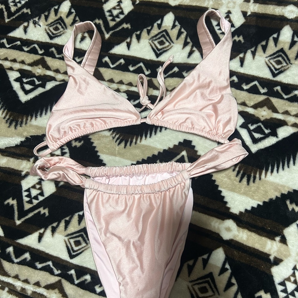 Chic Pink Bikini Set with Adjustable Ties